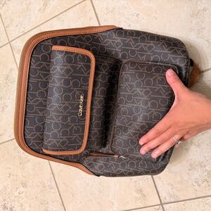 Calvin Klein Black and Brown Monogram Backpack